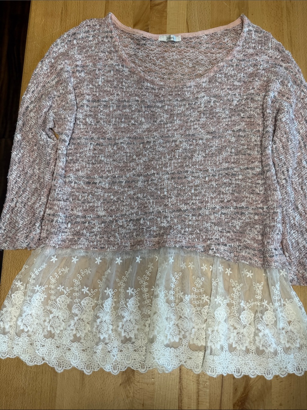 JODIFL Knit Sweater with Lace Hem